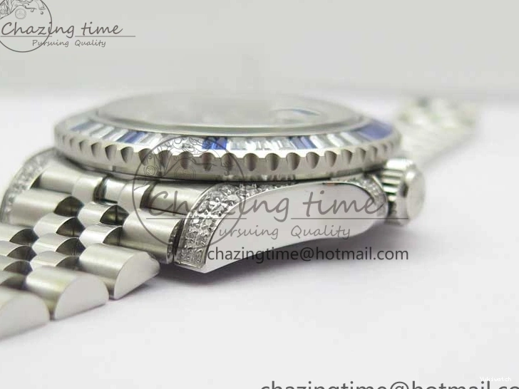 GMT-Master Blue 904L V3 Diamonds Jubilee Dial GMF Bracelet SA3285 II Steel On CHS White Bezel Black Edition Best 0330